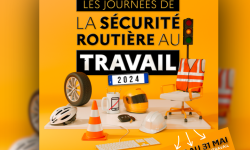 Image jaune de prévention sur la semaine de la sécurité routière au travail