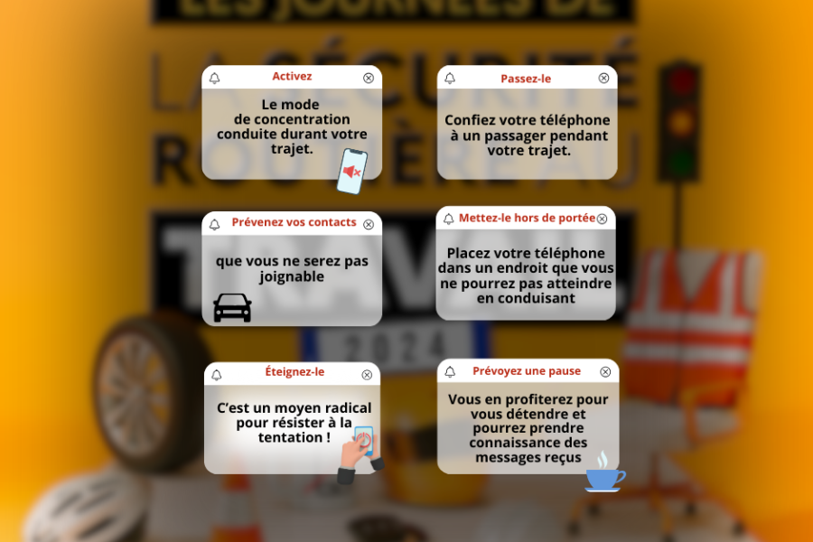 Conseils sur la sécurité au volant, le téléphone en silencieux, éteindre le téléphone